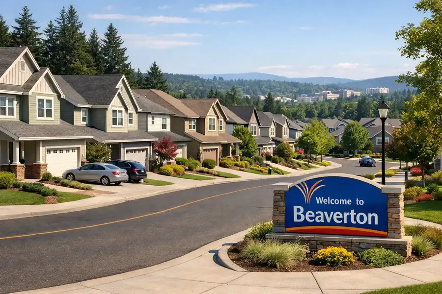 Newer 1990s-2000s suburban development in Murray Hill Beaverton showing PEX-era construction
