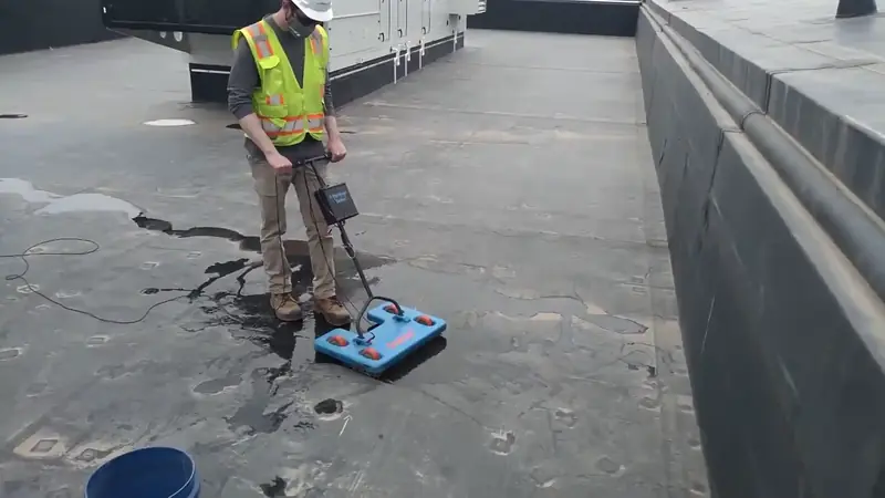 Electronic leak detection equipment locating slab pipe failure in Beaverton Oregon